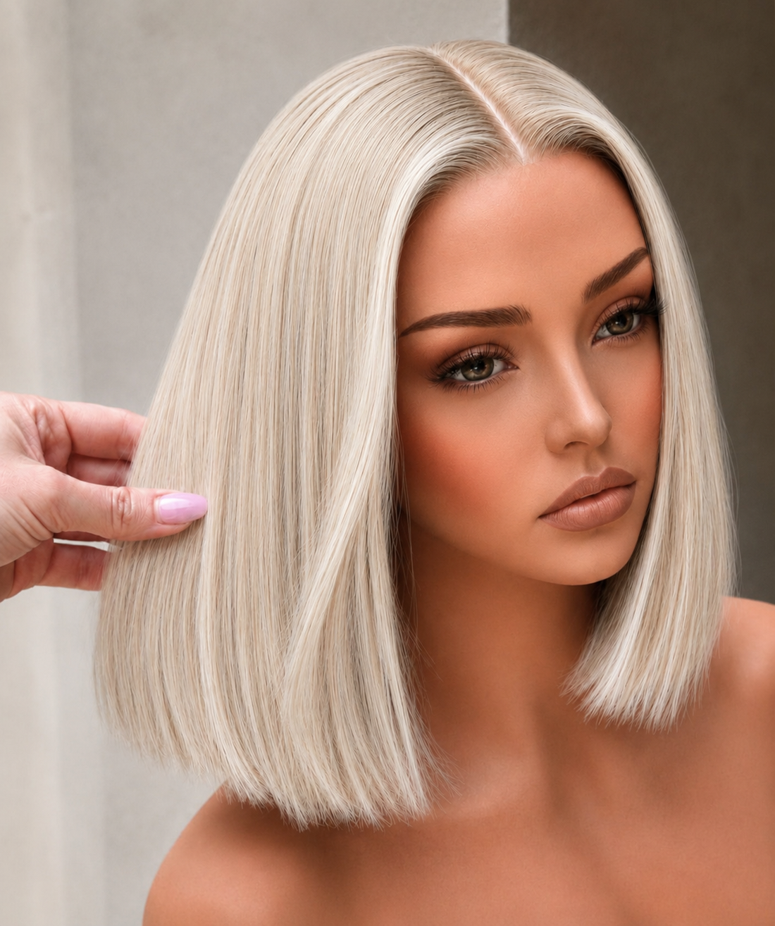 CLEO 10 INCH BOB - Platinum White Blonde - Human Hair Wig