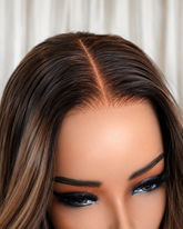 LISA brown ombre human hair lace front bob wig | Milk & Honey Wigs