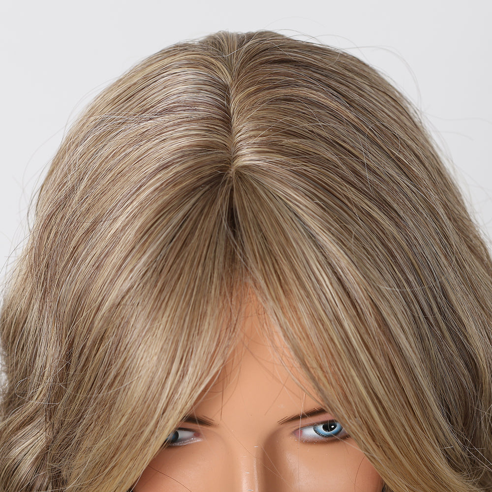 Long Natural Brown Synthetic Curly Wig - MARKETPLACE