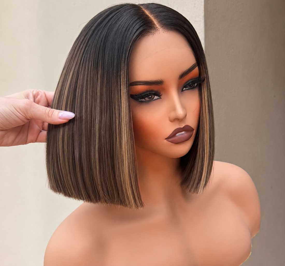 CARTER 10 INCH BOB - Lived In Brunette - Human Hair Wig