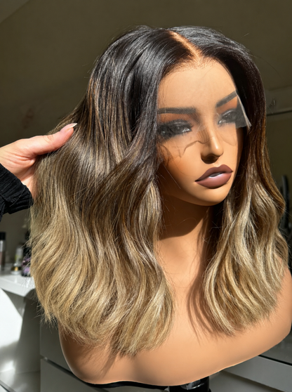 BETH ombre brown human hair lace front wig | Milk &amp; Honey Wigs