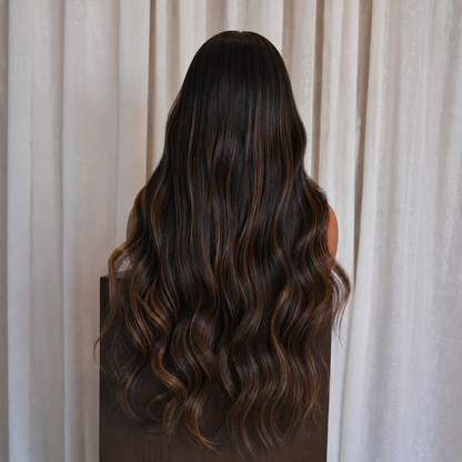 ANEESHA 26 INCH - Ombre Brown - Human Hair Wig