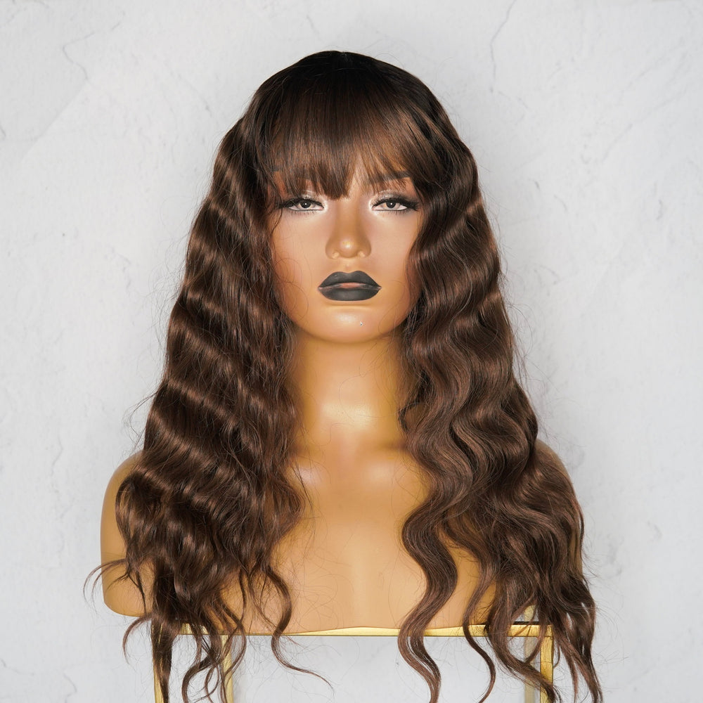 CHELSEA Dark Chocolate Brown Fringe Wig