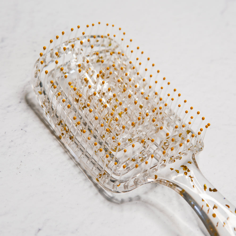 LUXE RECTANGLE DETANGLE BRUSH - Gold Glitter