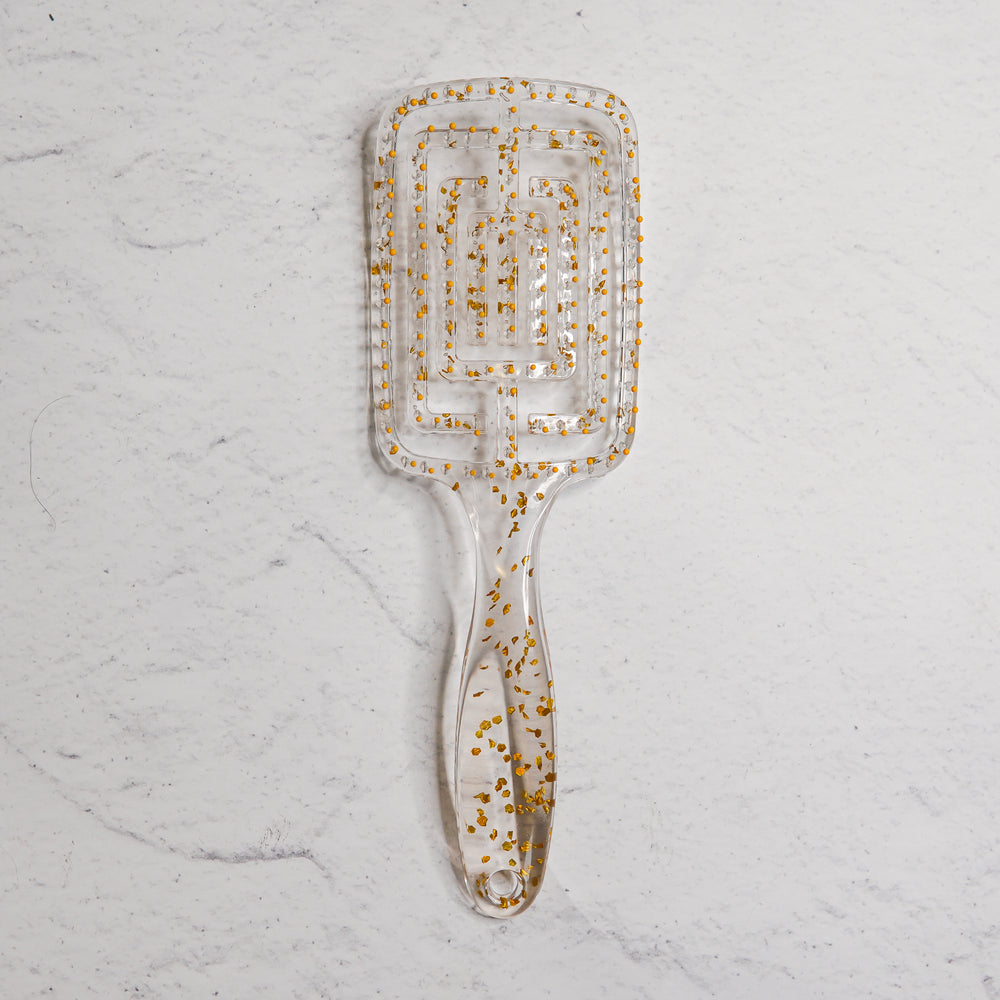 LUXE RECTANGLE DETANGLE BRUSH - Gold Glitter