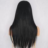 SEAMLESS Ready To Wear 9x6" #1 JET BLACK Straight Human Hair Wig