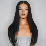 SEAMLESS Ready To Wear 20" 9x6" #1 JET BLACK Straight Human Hair Wig **READY TO SHIP**