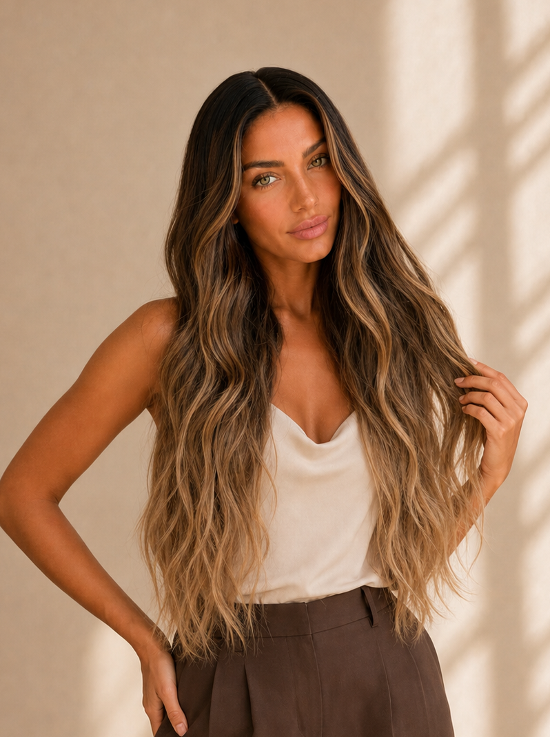 BETH 26 INCH - Ombre Brown - Human Hair Wig