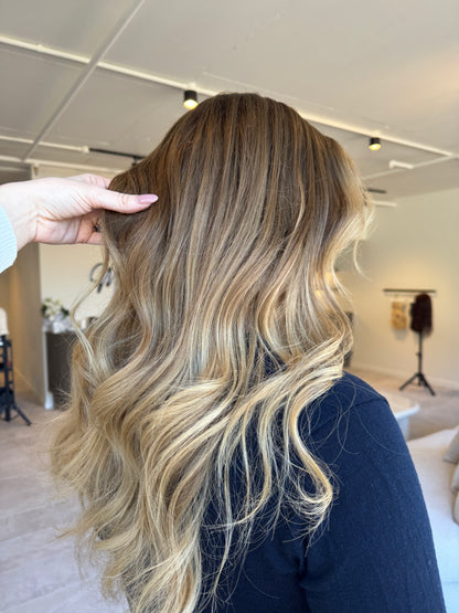 ARIA caramel blonde human hair lace front wig | Milk &amp; Honey Wigs