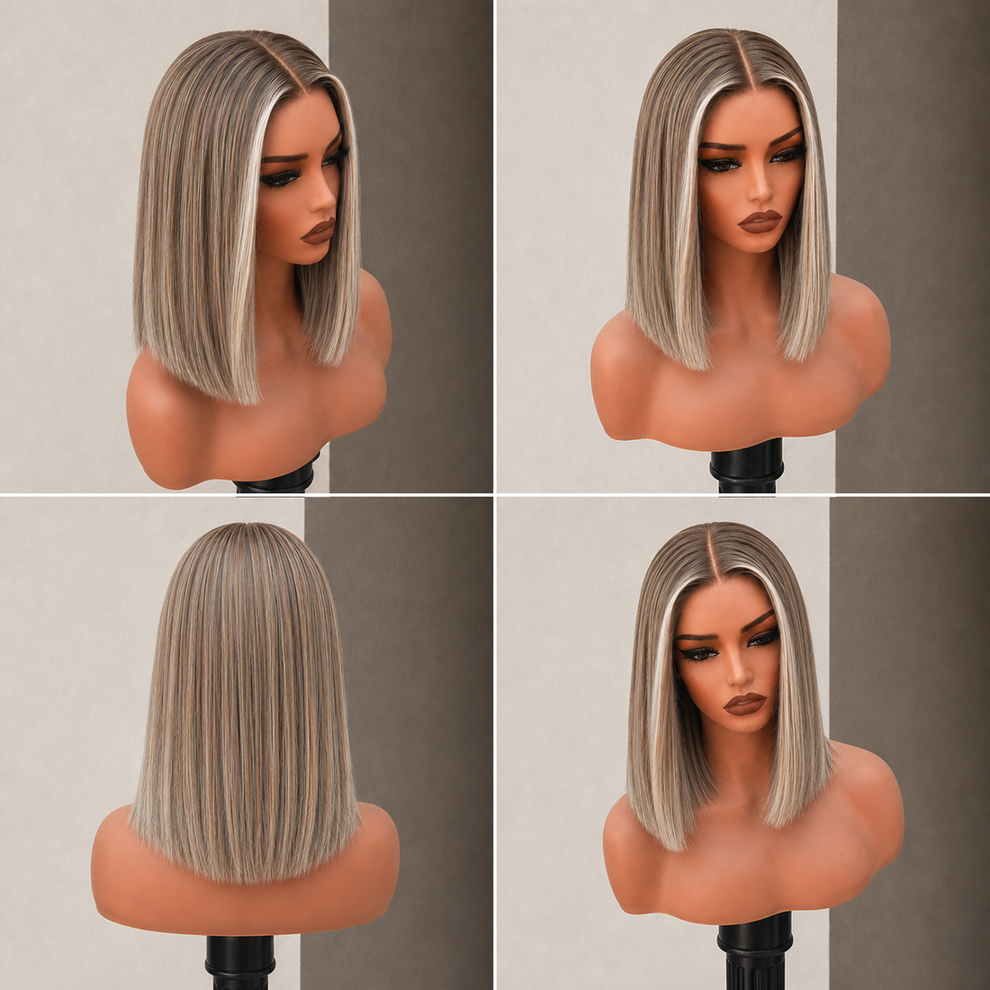 JAHLA mixed root blonde human hair lace front bob wig | Milk &amp; Honey Wigs