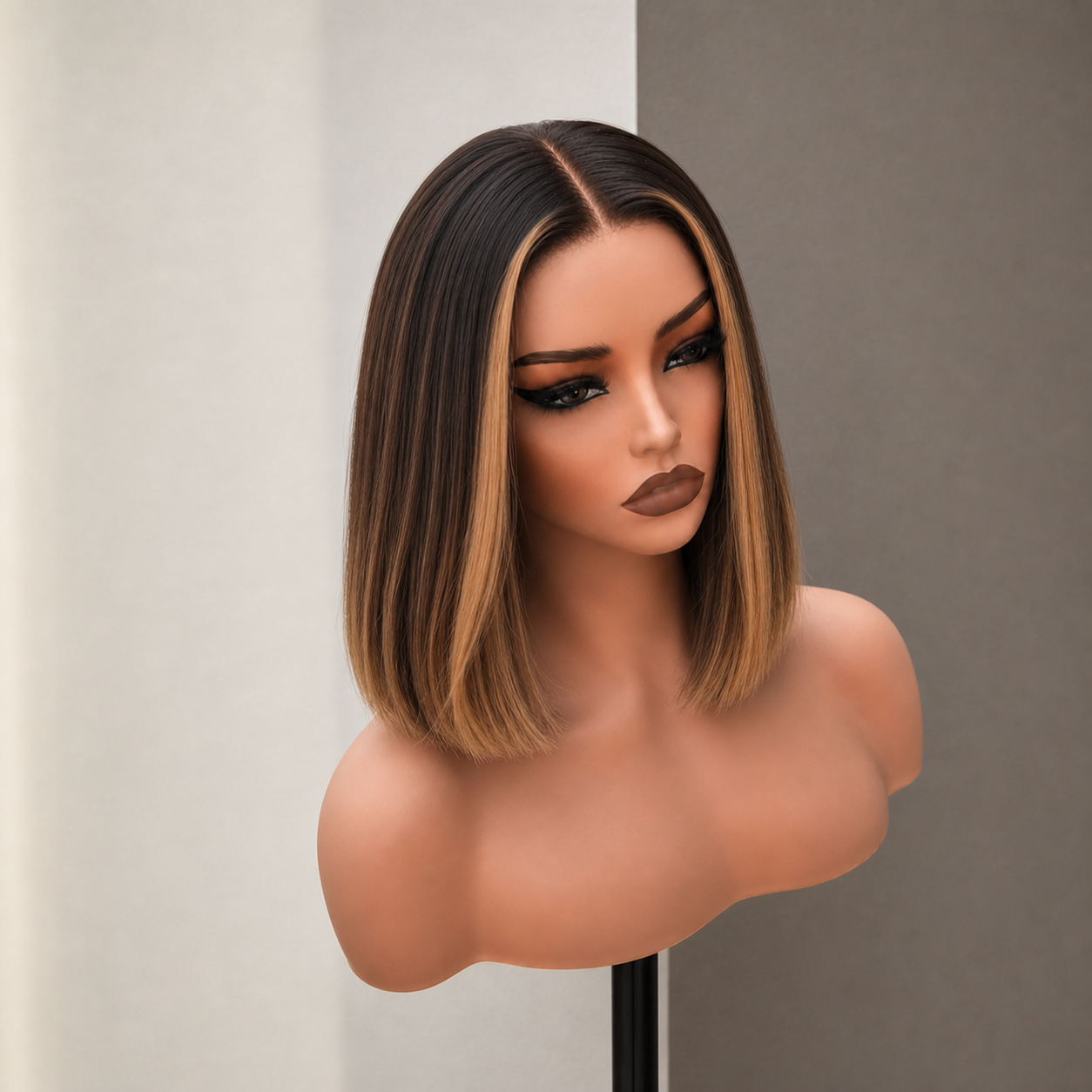 KARINA brown human hair lace front bob wig | Milk &amp; Honey Wigs