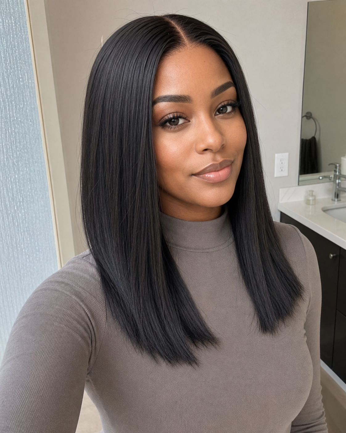 NICOLE 18 INCH - Natural Black - Human Hair Wig