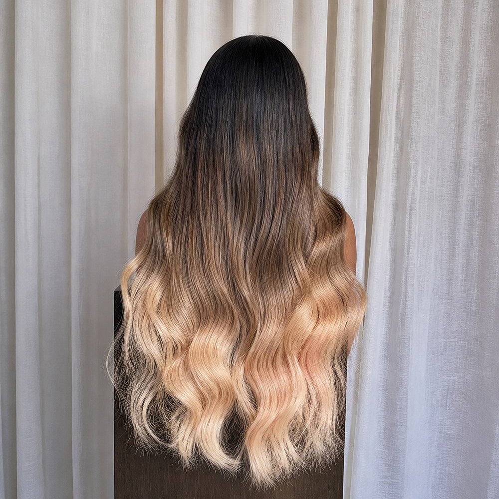 ALINA 26 INCH - Ombre Brown - Human Hair Wig