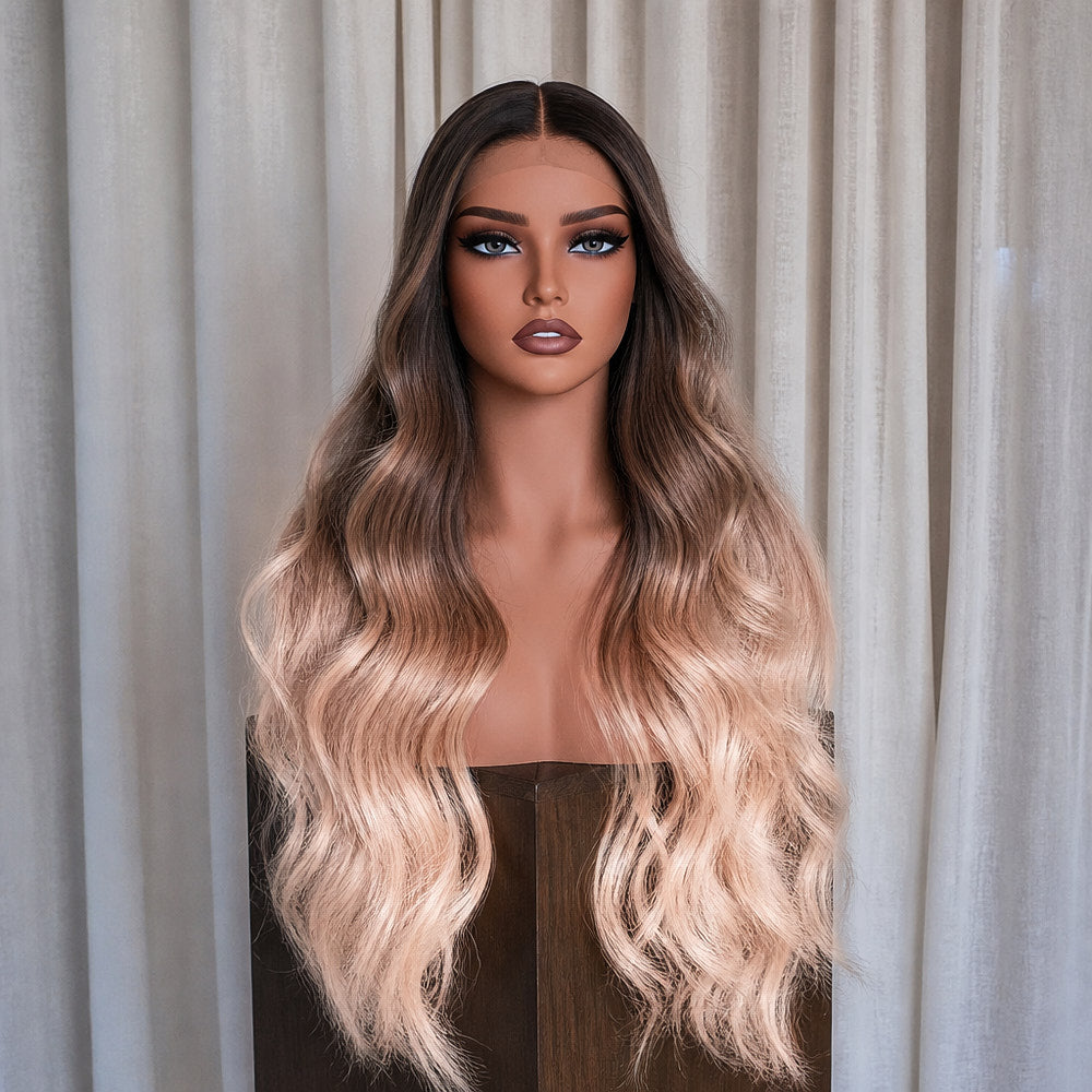 ALINA 26 INCH - Ombre Brown - Human Hair Wig