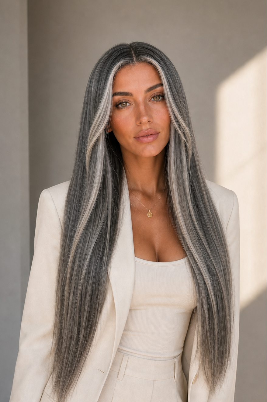 ROE 26 INCH - Salt &amp; Pepper - Human Hair Wig