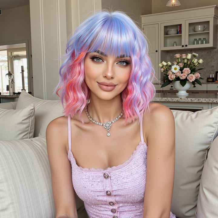 Pastel Rainbow Bob with Fringe Wig - MARKETPLACE