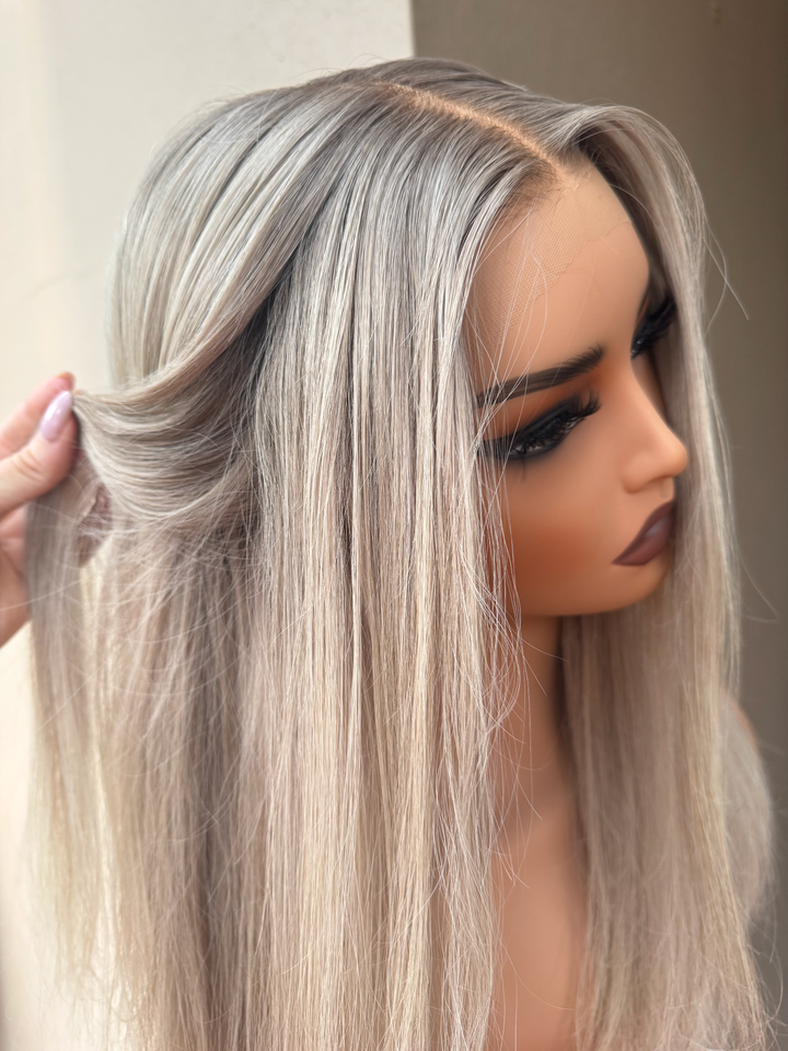 WINNY Ash Blonde Human Hair Lace Front Wig
