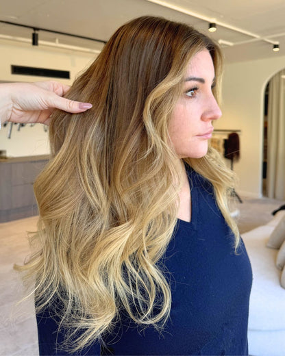 ARIA caramel blonde human hair lace front wig | Milk &amp; Honey Wigs
