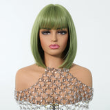 Sleek Olive Green Bob Wig - MARKETPLACE