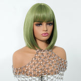Sleek Olive Green Bob Wig - MARKETPLACE