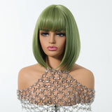 Sleek Olive Green Bob Wig - MARKETPLACE