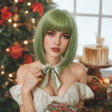 Sleek Olive Green Bob Wig - MARKETPLACE