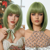 Sleek Olive Green Bob Wig - MARKETPLACE