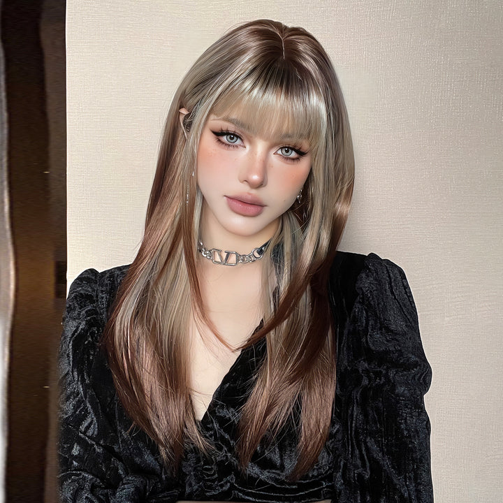 Ash Blonde and Chestnut Brown Layered Wig - MARKETPLACE