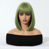 Sleek Olive Green Bob Wig - MARKETPLACE