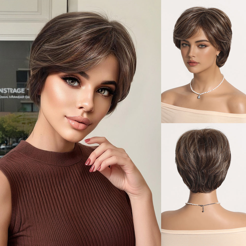 Ash Brown Layered Pixie Cut Wig - MARKETPLACE
