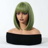Sleek Olive Green Bob Wig - MARKETPLACE