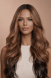 AGNES - Ombre Brown - Lace Front Wig | Brown, 24 Inch, T-Part Lace Front, Synthetic Hair | Milk & Honey Wigs