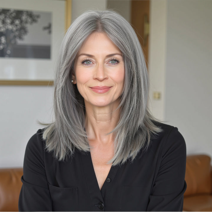 layered Natural Gray Wig - MARKETPLACE