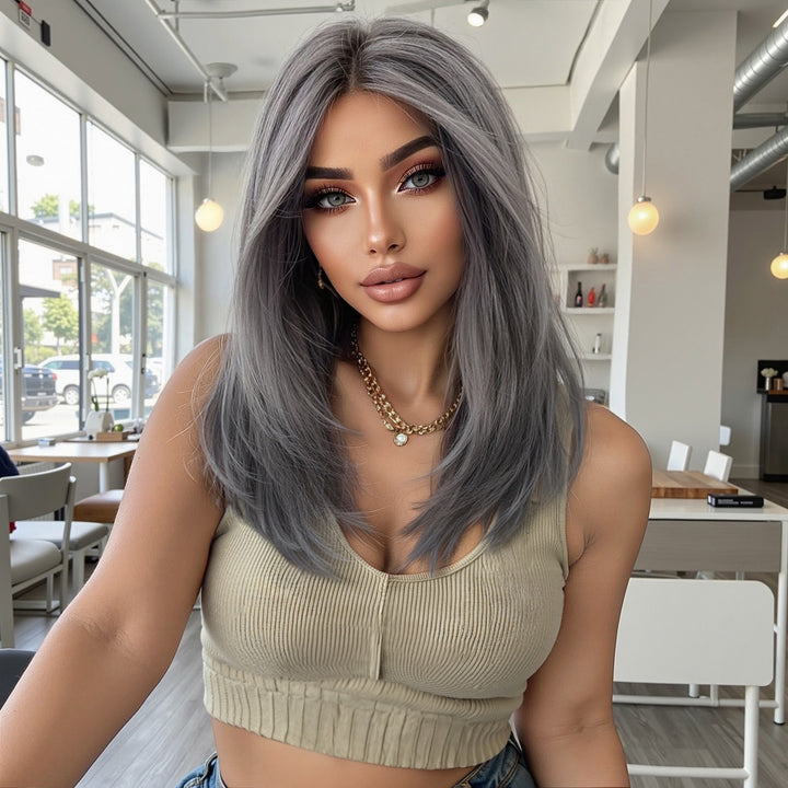 Silver Grey Layered Wig - MARKETPLACE