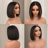 ANEESHA ombre brown human hair lace front bob wig | Milk & Honey Wigs