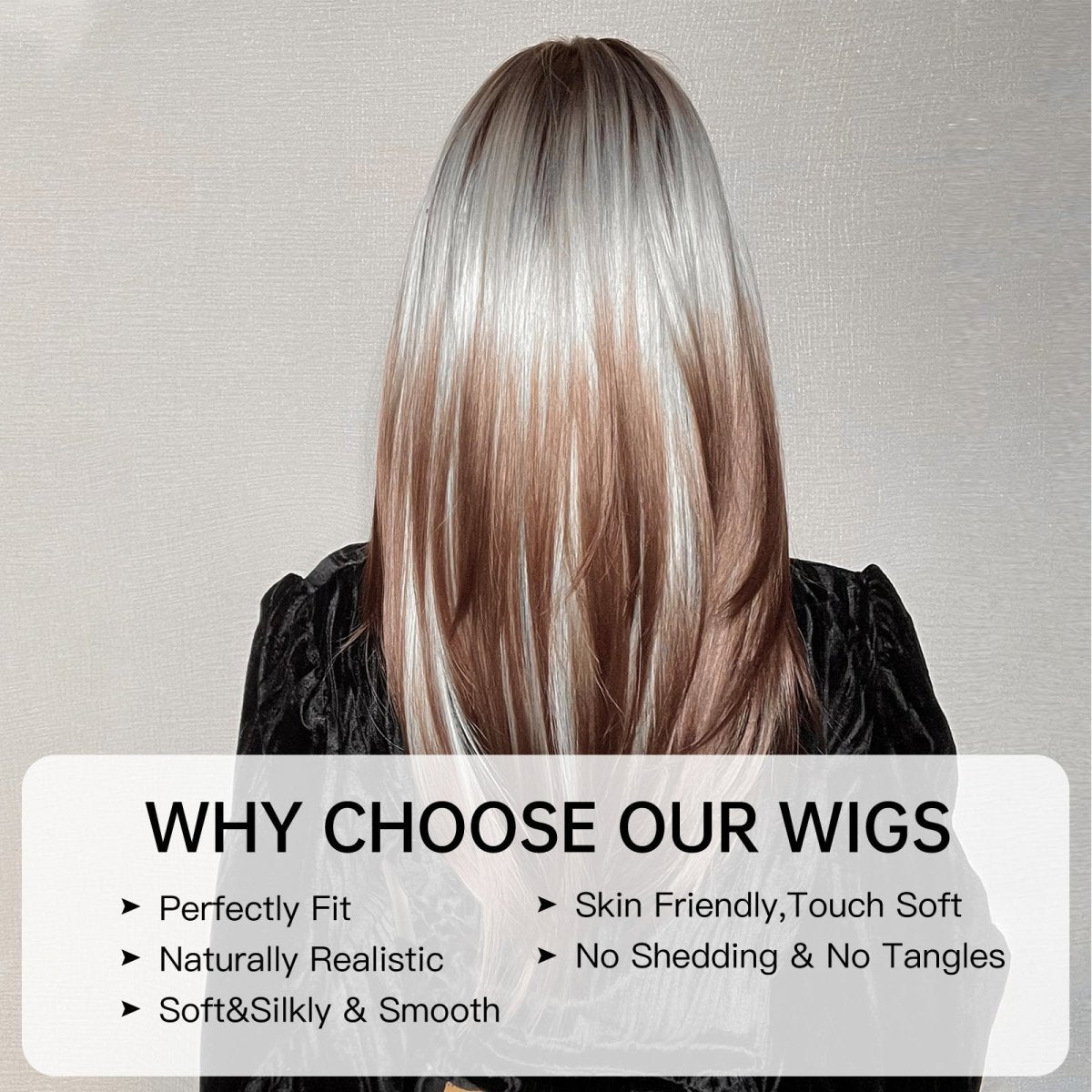 Ash Blonde and Chestnut Brown Layered Wig - MARKETPLACE - Milk &amp; Honey Wigs