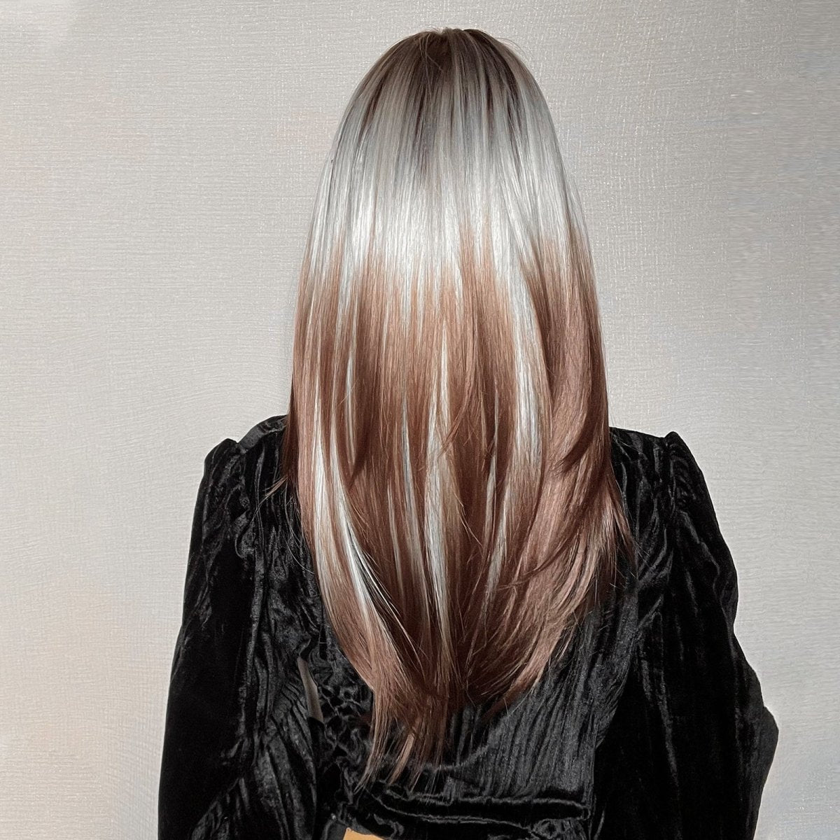 Ash Blonde and Chestnut Brown Layered Wig - MARKETPLACE - Milk &amp; Honey Wigs