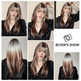 Ash Blonde and Chestnut Brown Layered Wig - MARKETPLACE - Milk & Honey Wigs