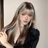 Ash Blonde and Chestnut Brown Layered Wig - MARKETPLACE - Milk & Honey Wigs