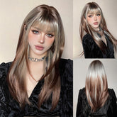 Ash Blonde and Chestnut Brown Layered Wig - MARKETPLACE - Milk & Honey Wigs
