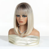 Ash Blonde Straight Lob with Fringe Wig - MARKETPLACE - Milk & Honey Wigs