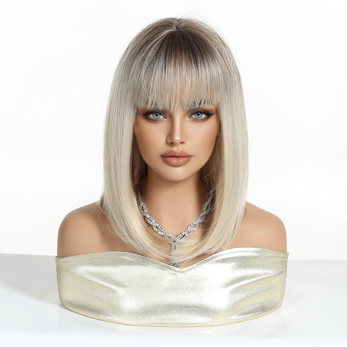 Ash Blonde Straight Lob with Fringe Wig - MARKETPLACE - Milk &amp; Honey Wigs
