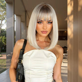 Ash Blonde Straight Lob with Fringe Wig - MARKETPLACE - Milk & Honey Wigs