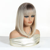 Ash Blonde Straight Lob with Fringe Wig - MARKETPLACE - Milk & Honey Wigs