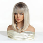 Ash Blonde Straight Lob with Fringe Wig - MARKETPLACE - Milk & Honey Wigs