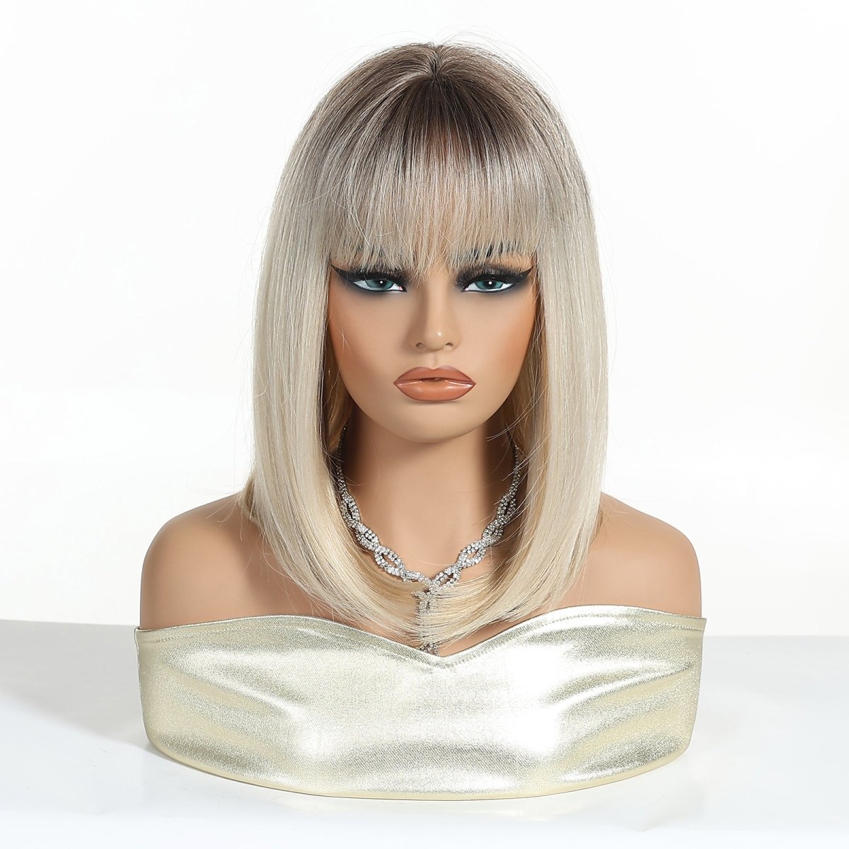 Ash Blonde Straight Lob with Fringe Wig - MARKETPLACE - Milk &amp; Honey Wigs