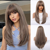 Ash Brown Straight Wig with Full Fringe - MARKETPLACE - Milk & Honey Wigs