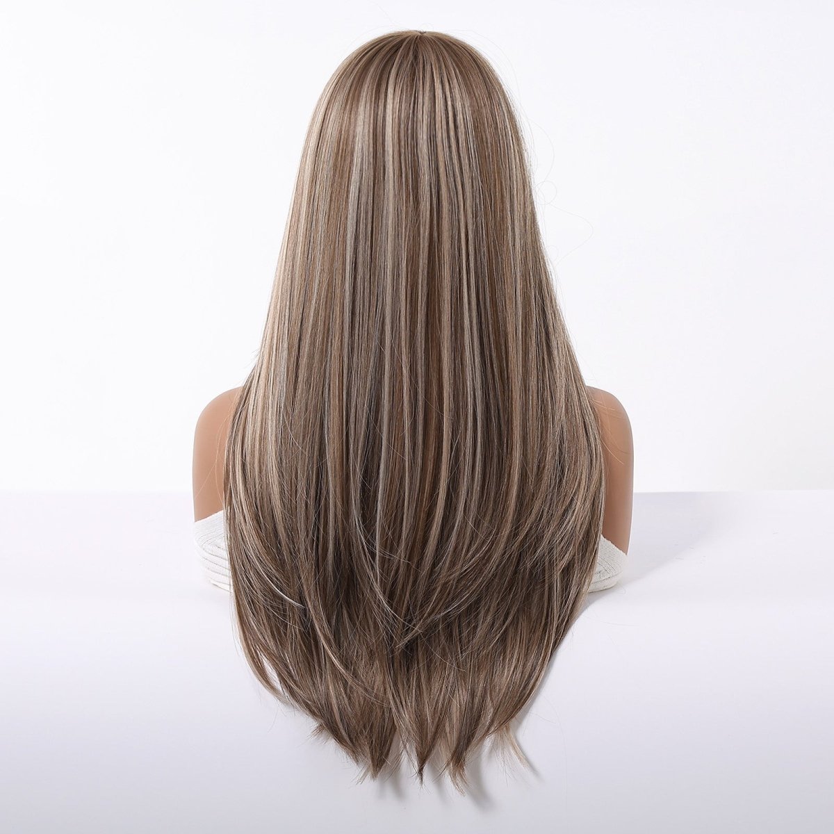 Ash Brown Straight Wig with Full Fringe - MARKETPLACE - Milk &amp; Honey Wigs