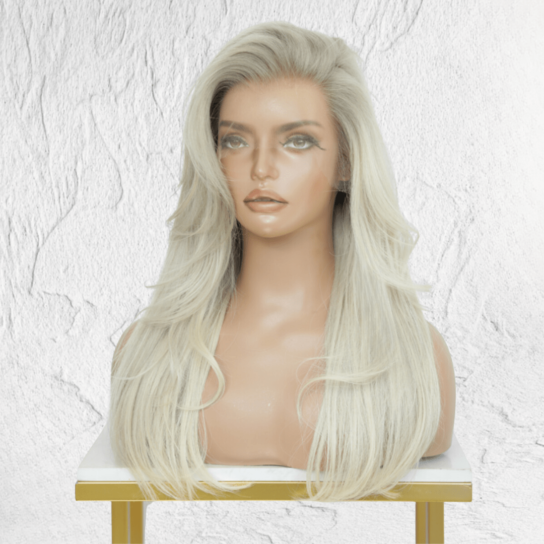 ASH Root Blonde Human Hair Lace Front Wig - Milk &amp; Honey Wigs