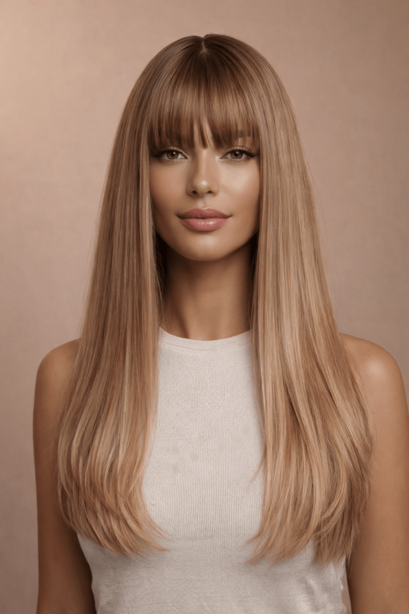 ASHLEY - Caramel Blonde - Fringe Wig - Milk &amp; Honey Wigs